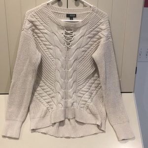 a.n.a. Cotton Sweater with lace up detailing